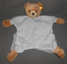 STEIFF  SCHMUSETUCH SCHNUFFELTUCH BÄR WEISS GRAU GESTREIFT OHNE HALSTUCH