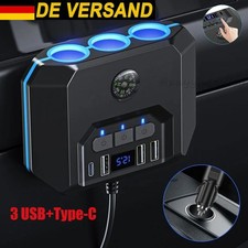 12/24V Verteiler Dose Zigarettenanzünder Mehrfachstecker 3USB +Type C Steckdose