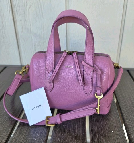 Fossil pink pebbled satchel - fossil,