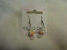 Hergo Collection Ohrringe  Kugeln weiß Länge ca. 4 cm Modeschmuck Handarbeit NEU