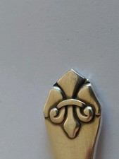 Antik DK Marmeladen- Sahnelöffel versilbert / franz. Lilie, 2 Türme, Kopenhagen 