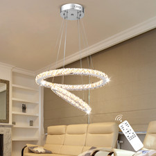 LED Kristall Deckenleuchte Dimmbar, Doppel Ring Deckenlampe Wohnzimmer Flur 265V