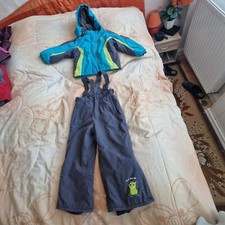 Schneeanzug, Skianzug, Gr. 110, Kiki & Koko, grau/hellblau/gelb, Monster 2teilig