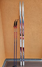 Langlaufski-Set, gebraucht, mit Skistöcken, Skisack und Skischuhen