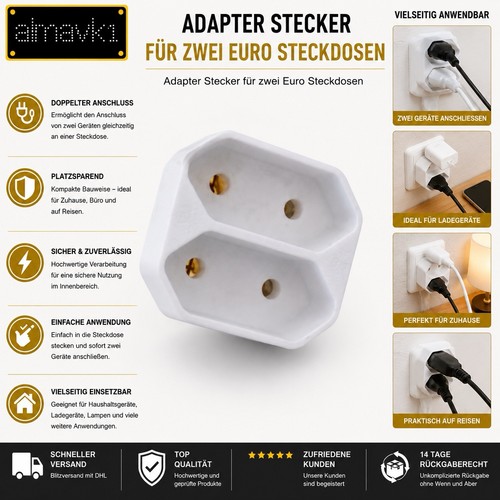 Xclou euro adapterstecker - euro, 1