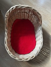 Puppe Bär Korb Wiege Bett Weide Filzunterlage, 40 x 30 x 30 cm Deko Vintage