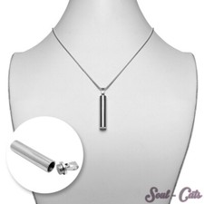 1 Edelstahl Anhänger zum Aufschrauben und Befüllen Kette 50cm Hülse silbern