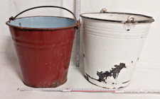 2 Emaille  Eimer Landhaus Garten Deko Pflanzgefäß