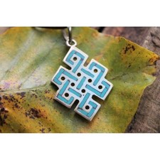 Tibetisches Amulett Talisman Buddhismus Endlosknoten Türkis Glücksbringer Tibets