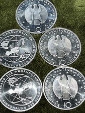 Euro Münzen 5x 10 € VZ PP 50 €uro Nominale Silber ? Gedenkmünzen