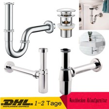 Sifon Siphon für Waschtisch Waschbecken Röhrensiphon Verchromt 1/4" Syphon Bad