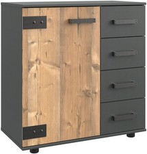 Kombikommode Stockholm Sideboard 81x41x83cm graphit silver fir (18692)