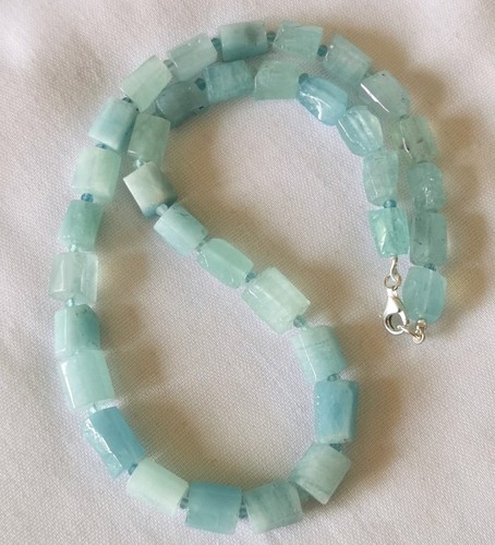 Aquamarin kette 925er silber - -,
