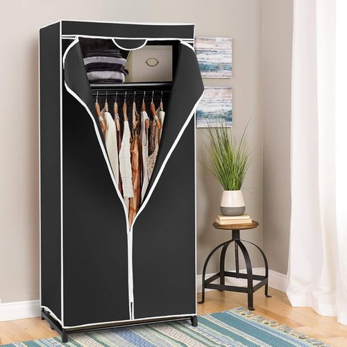 Schwarz stoff kleiderschrank - schwarz,