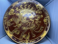 Großer Teller Platte Plate Vietnam Drache Holz Asiatika