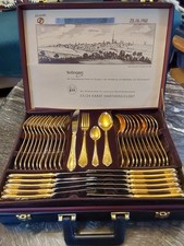 SBS Solingen 70-teiliges Besteckset im Koffer 23/24 Karat hartvergoldet