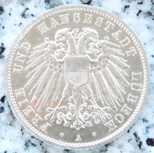 3 Mark 1911 A Lübeck Silber