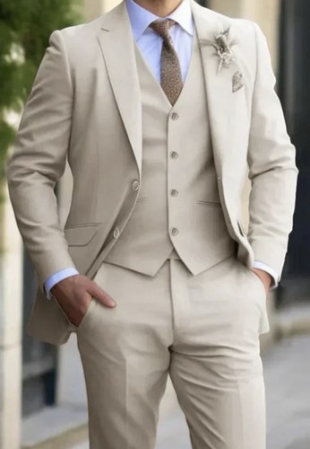 Herren anzug teilig beige m - herren,