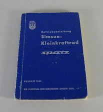 Betriebsanleitung / Handbuch Simson Spatz Typ SR 4-1 Stand 07/1964, 3. Auflage
