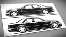 Mercedes W124 500E Sticker Silhouette Mercedes W124 500E Aufkleber Schwarz neu