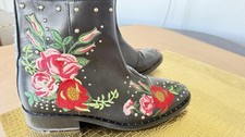 Bestickte Leder Stiefelette