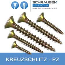 Spanplattenschrauben Holzschrauben Vollgewinde KREUZSCHLITZ Ø2,5-6 gelb verzinkt