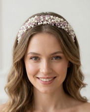 Braut Tiara Klar Kristall Rosa