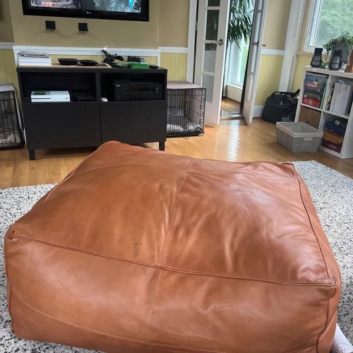 Handgefertigter leder pouffe - leder,