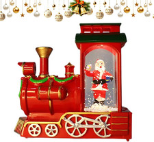 Weihnachtskugel | Vintage-Schneemannzug mit Lichtern | beleuchtete Schneekugel W