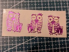 90er Sticker Zdesign Glow In The DARK Lila Weiß Eulen Mit Kind Für Stickeralbum