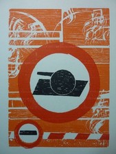 HAP GRIESHABER - Original Holzschnitt 1970 "Panzerzeichen" !