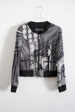 Feiner Blouson / Jacke, Seide, schwarz-weiss, Muster Ethno, Airfield 34-36/XS-S