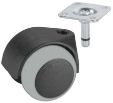 1 Stück Dörner & Helmer Parkettrolle schwarz PVC-Rad mit Platte Größe wählbar