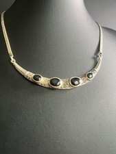 Collier Silber Onyx Markasiten