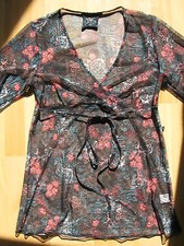 "EAST VILLAGE" Tunika Gr 36/38 kurzarm Bluse dünn leicht durchsichtig chic TOP