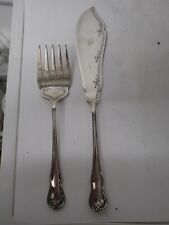 Ausgefallenes antikes Fisch Vorlegebesteck versilbert mehrfach gepunzt