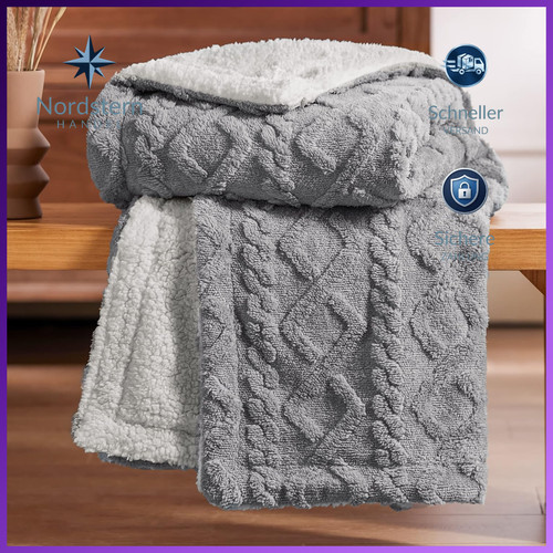 Kuscheldecke strickdecke grau - kuscheldecke,