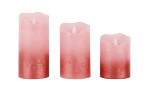 3er set led kerzen rosé - 3er,