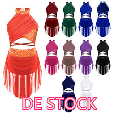 DE!Kinder Kleid Overlay Tanz Modern Trikot Samba Kostüm Ballsaal Lyrisch Strappy