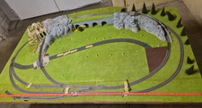 👍HO Fertiggelände💥 Eigenbau💥Modellbahnplatte Schienen Laterne Tunnel 205x119