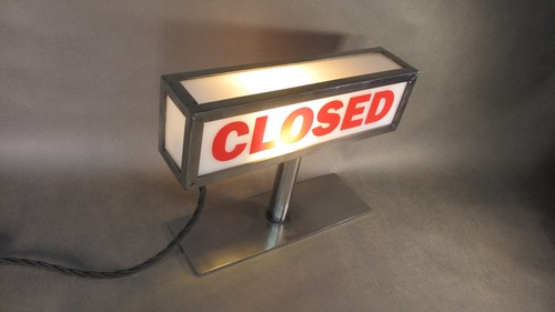 Double sided notice lamp - double, open