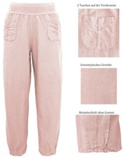 Leinenhose L Damen, rosa, Schlupfhose, Haremshose, elastischer Bund, Lagenlook