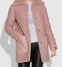 Coach reversible/wendebarer Shearling Lammfell Leder Mantel Rosa US 6 DE 36 Neu!