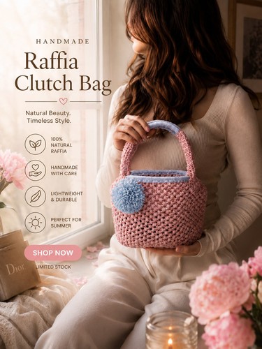 Handgemachte raffia tasche - handgemachte,