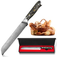 Damast Brotmesser Damaststahl