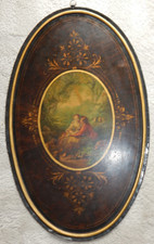 Vermutlich Johann Heinrich Stobwasser 1740-1828  Tablett-Bild oval Schäferszene