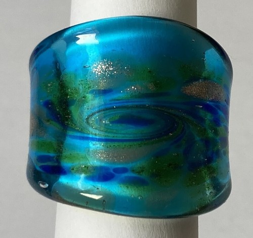 Unikat glasring aquamarine - -,