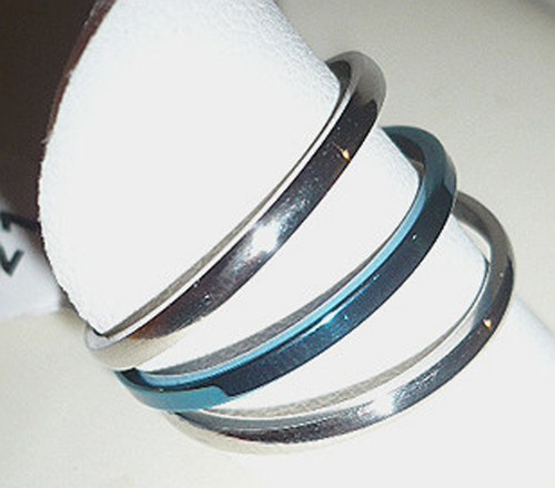 Edelstahl ringe set silber - 3,
