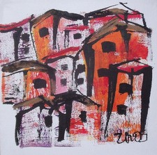 City village Italy acrylic