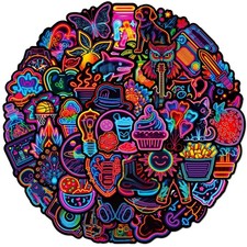 50 Neon Pastell Aufkleber